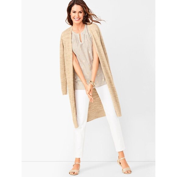 Talbots Duster Cardigan Marled Open Front Lightweight Knit - Picture 1 of 10